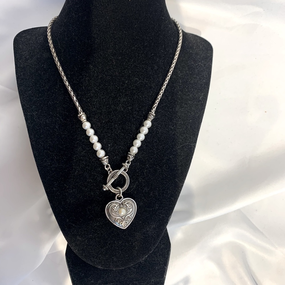 Vintage Brighton Pearl Heart Necklace